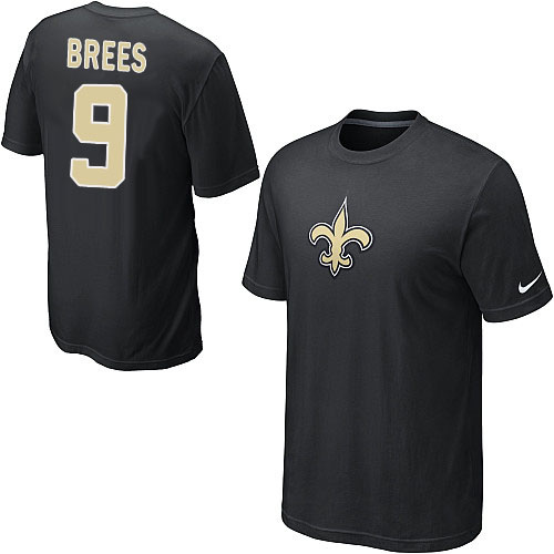 Nike New Orleans Saints #9 Drew Brees Name & Number NFL T-Shirt - Black